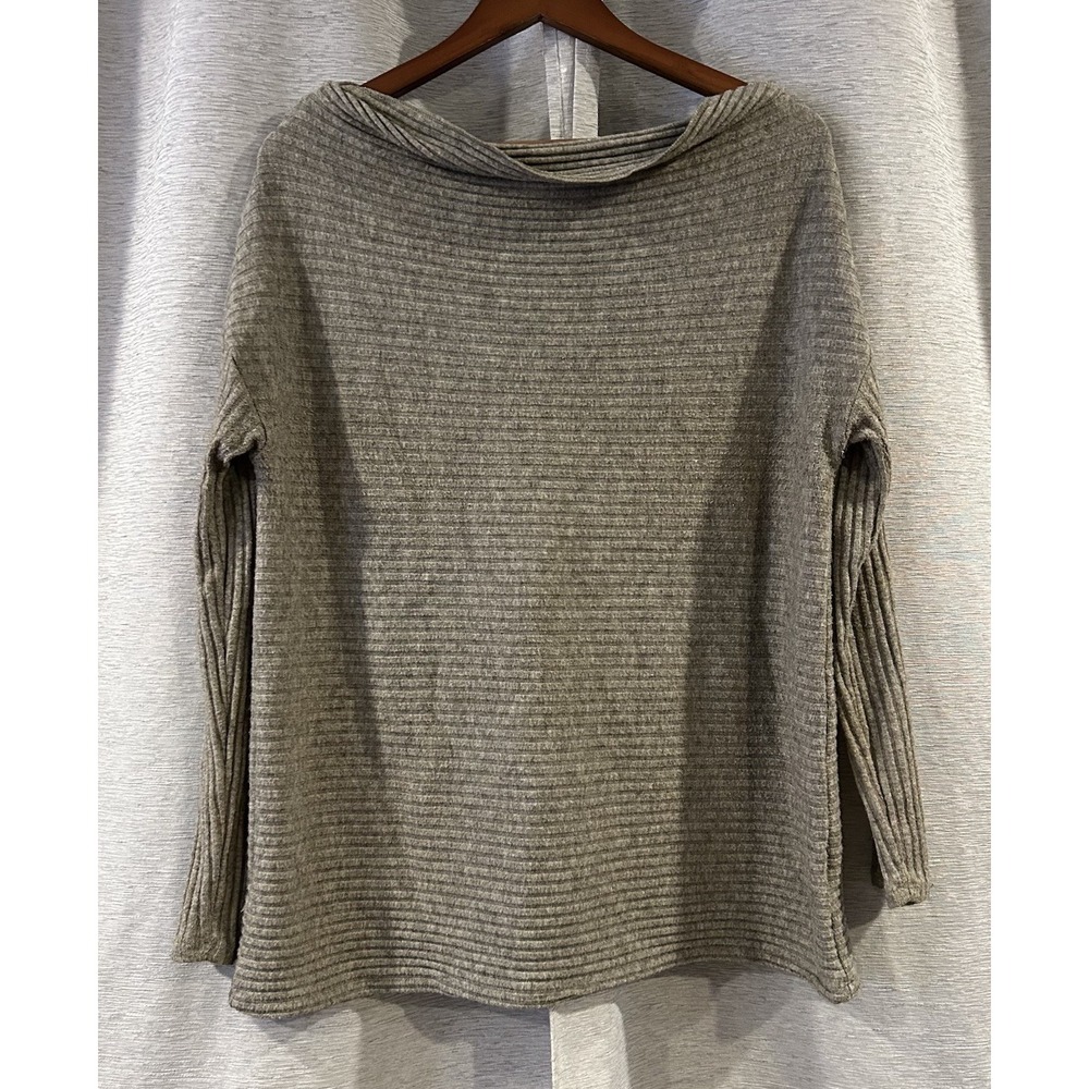 Buckle Black Cowl‎ Neck Ribbed Tunic Grey Size Medium
